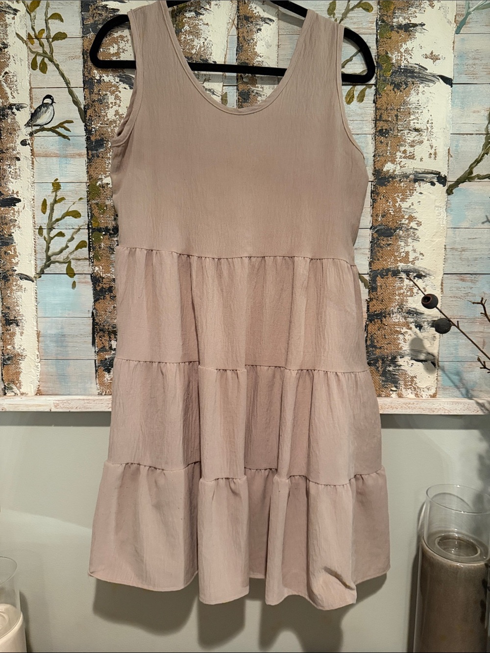 Sleeveless Tiered Midi Dress in Taupe